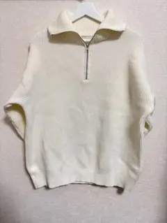 NICE CLAUP ハーフジップニット ホワイト