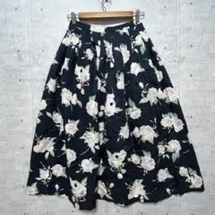バーニーズニューヨーク 】 ジャガード 花柄 フレア スカート 黒