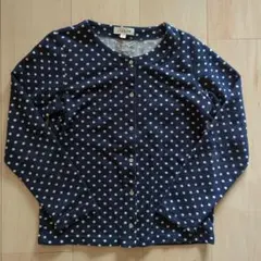 エニィファム　ネイビー 水玉模様 カーディガン 130