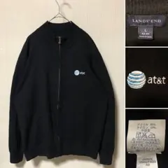 LANDS’ END AT&T 企業ロゴ ドライバーズニット セーター 黒L
