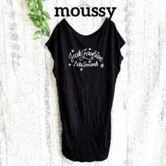 【moussy】 刺繍 レディース半袖チュニック ブラック 薄手のサムネイル