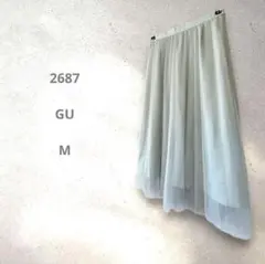 GU 薄いグリーン プリーツスカート ゴムウエスト ゆったり Mサイズ 綺麗め