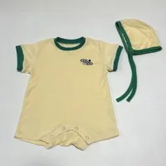 【試着のみ】 Semon パイル地 半袖ロンパース ボンネット セット 90cm