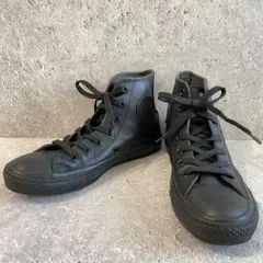 【美品】CONVERSE レザーオールスター ハイカット 24.5 黒