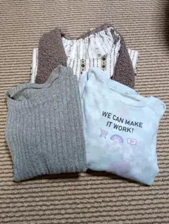 ボアベスト付きストライプドレスとトップスセット