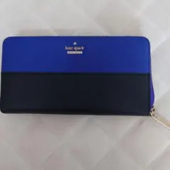kate spade 青黒 ジッパー長財布