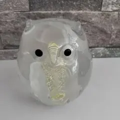 津軽びいどろ　ふくろう 梟　鳥　シロフクロウ　ガラス置物　硝子細工　クリスタル