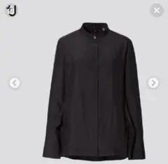 ユニクロ　UNIQLO +j プラスj 黒 スタンドカラー 長袖シャツ　L