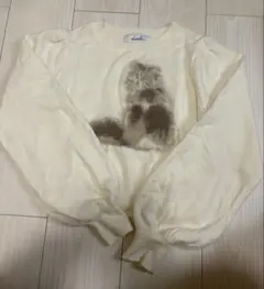 dazzlinダズリン　CATシャギージャカードニットプルオーバー 白