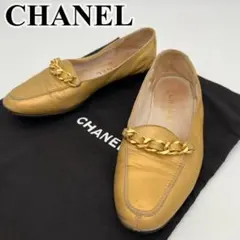 CHANEL シャネル ローファー 革靴 ゴールド金具 レザー 23.5cmのサムネイル
