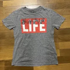 LIFE プリント Tシャツ グレー