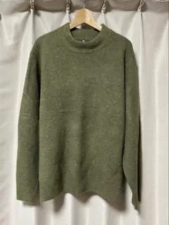 ユニクロ スフレヤーンモックネックセーター XXL オリーブ UNIQLO 長袖