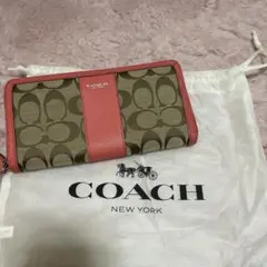 COACH 長財布 ブラウン/ピンク
