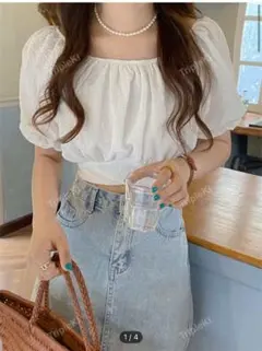 ホワイトオフショルダーブラウス 半袖