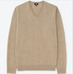 ユニクロ (UNIQLO) カシミヤ100% Vネックセーター　メンズM