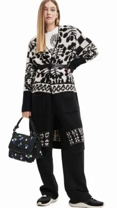 【美品】デシグアル × ラクロワ コラボ ロングカーディガン 総柄 M 希少