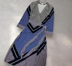 DIANEvonFURSTENBERG マルチカラーカシュクールワンピースシルク