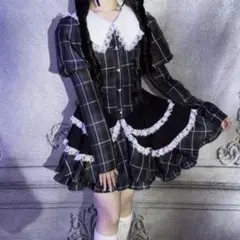 日系 JK アイドルケープ チェックスカート シャツ 3 点セット yzk 
