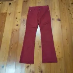 赤色 ブーツカットデニム パンツ サイズ160-66 型番YT17C488