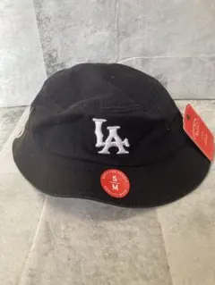 アメリカンニードル バケットハット ロサンゼルス ブラック 刺繍ロゴ LA