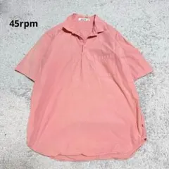 45rpm スキッパーシャツ　ブラウス　コットン100% 　半袖　ピンクのサムネイル