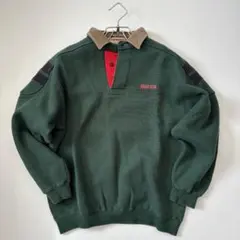 【古着】McGREGOR　襟付きトレーナー　90s　ラガーシャツ風　緑　メンズ