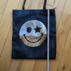 スパンコール スマイルマーク トートバッグ