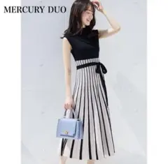 マーキュリーデュオ チェンジリブ配色ニットワンピース　黒　S