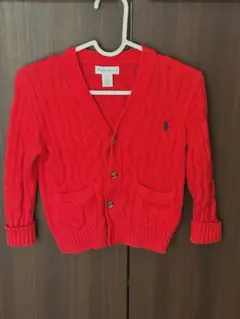 美品！ラルフローレン赤 ケーブルニット カーディガン