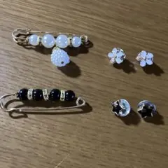 安全ピン型ブローチ＆ピンバッジ 4点セット セール
