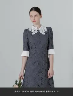 Leja 花柄レースカラースパンコールAラインワンピース