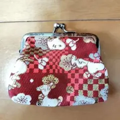 スヌーピー がま口 花柄 赤 コインケース