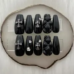 248 クロム y2k 韓国 シズニ キルティングネイル ワンホン ネイルチップ