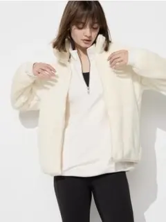 『ユニクロ』ファーリーフリースフルジップジャケット 3XL オフホワイト
