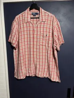 90s Ralph Lauren オープンカラーシャツ　開襟シャツ　リネンシャツ