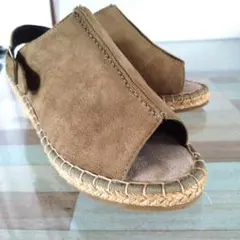 サマンサモスモス　ブラウン スエード オープントゥ サンダル　SM2