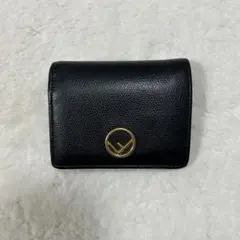 FENDI 二つ折り財布 ブラック ゴールド金具
