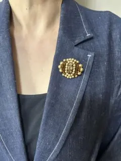 ヴィンテージ風 ゴールド パール ブローチ