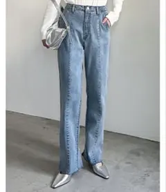 Re:EDIT リエディ バックベンツストレートリサイクルデニム ブルー M