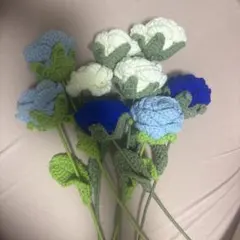 ハンドメイド かぎ針編み バラの花束 9本セットのサムネイル
