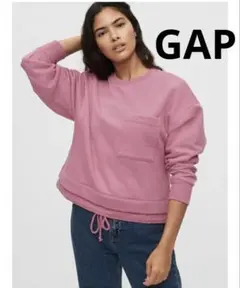 GAPピンク クルーネック スウェット ドロスト仕様