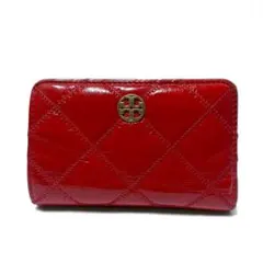 美品】VERSACE ヴェルサーチ 長財布 レッド系 レザー キルティング