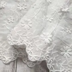【レース生地】縦50cm✕幅126cm　花柄刺繍　スカラップエッジ　立体刺繍