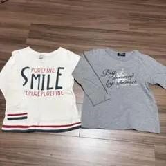 ホワイト・グレー 長袖カットソー 110サイズ２枚セット