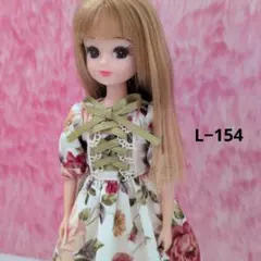 リカちゃん服 ワンピース 花柄 レースアップ　L-154のサムネイル