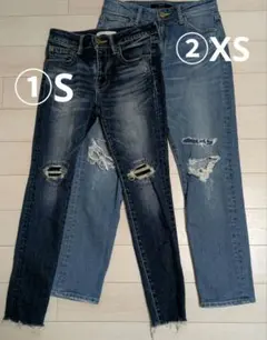 AZUL by moussy ダメージデニム 2本セット スキニー XS S