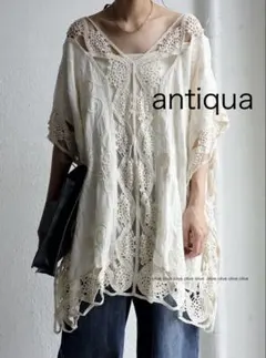 antiquaアンティカレース刺繍トップス