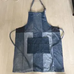 デニム調 パッチワーク風 エプロンのサムネイル