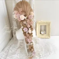 【半量】 リボン くすみピンク パープル 成人式 髪飾り ヘッドドレス