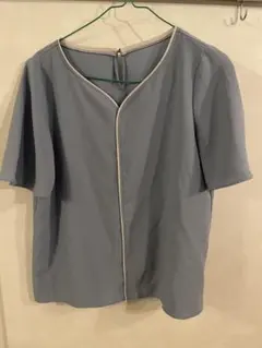 ROPÉ PICNIC フレアスリーブ半袖ブラウス　ブルー